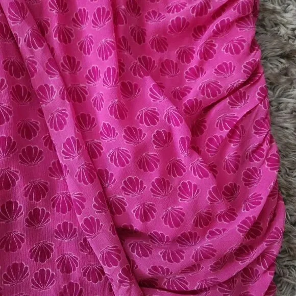 Free People Silver Honey Mini Wrap Dress Shell Print Berry Combo Pink Size Large - Picture 4 of 14